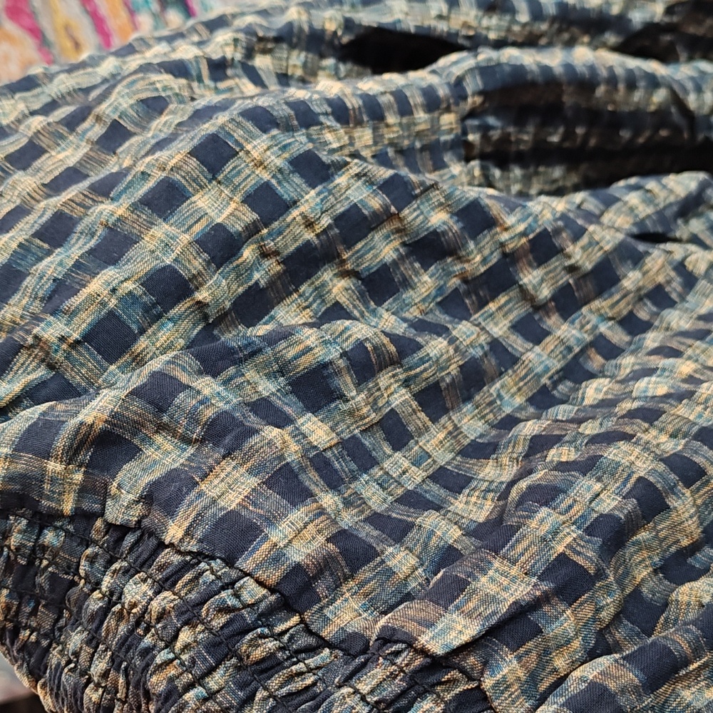 Duffield Lane Stephanie Dress. Navy Plaid. Size L - Picture 7 of 8